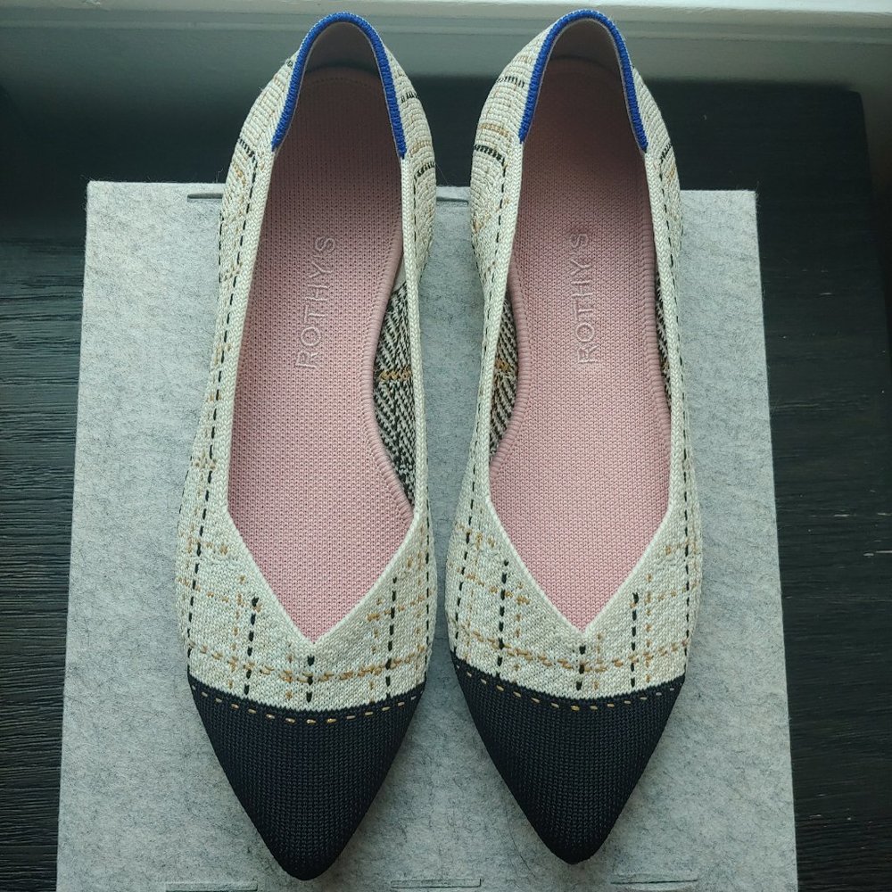 Rothy's The Pointe Metallic Moonlight Tweed sz 9
